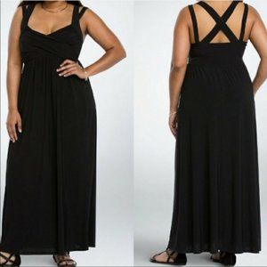 Torrid Black Crisscross Babydoll Maxi Dress Sz 2